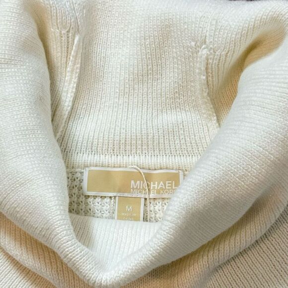MICHAEL Michael Kors Cowl Neck Sweater Women’s M NWT Ecru Waffle Knit - Picture 11 of 11